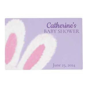 Fluffy cute bunny baby shower placemat