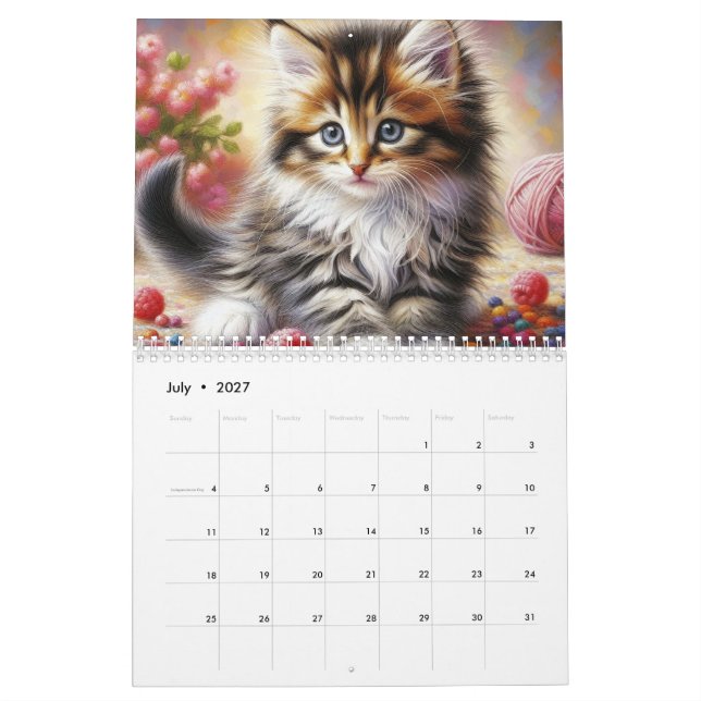 Fluffy Cute Kittens Calendar (Jul 2027)