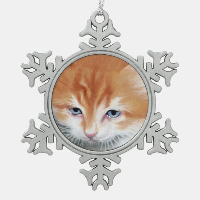 Fluffy Cute Kitty Christmas Ornament (Front)