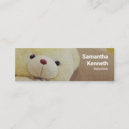 Fluffy Cute Teddy Bear Babysitting Service Mini Business Card