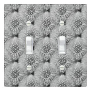Fluffy Dandelion Flower Black And White Pattern Light Switch Cover