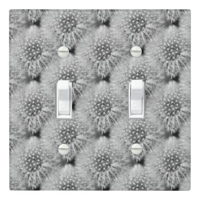 Fluffy Dandelion Flower Black And White Pattern Light Switch Cover (In Situ)