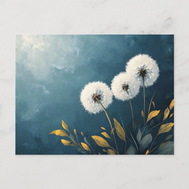 Fluffy Dandelions Painting Postcard (Front)