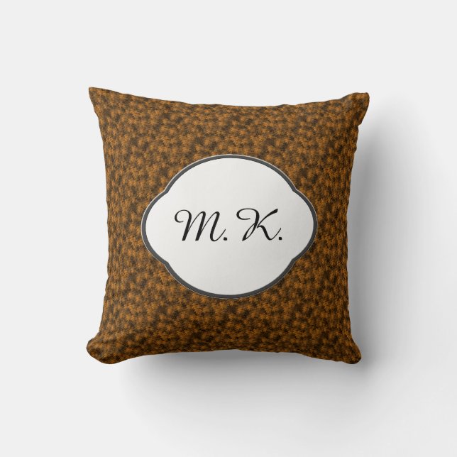 Fluffy DIY Nature Colors Custom Monogram Throw Pillow (Front)