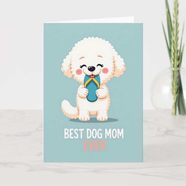 Fluffy Dog Best Mom Ever Card (Front)