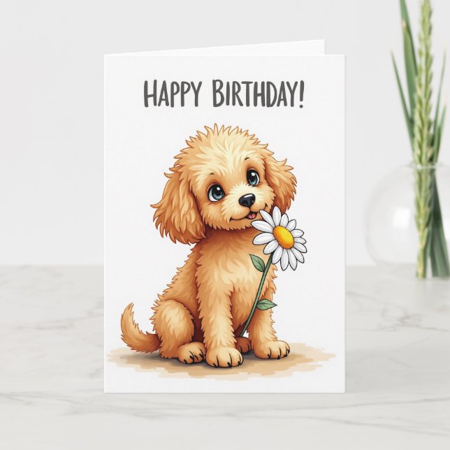 Fluffy Dog Birthday Card (Front)