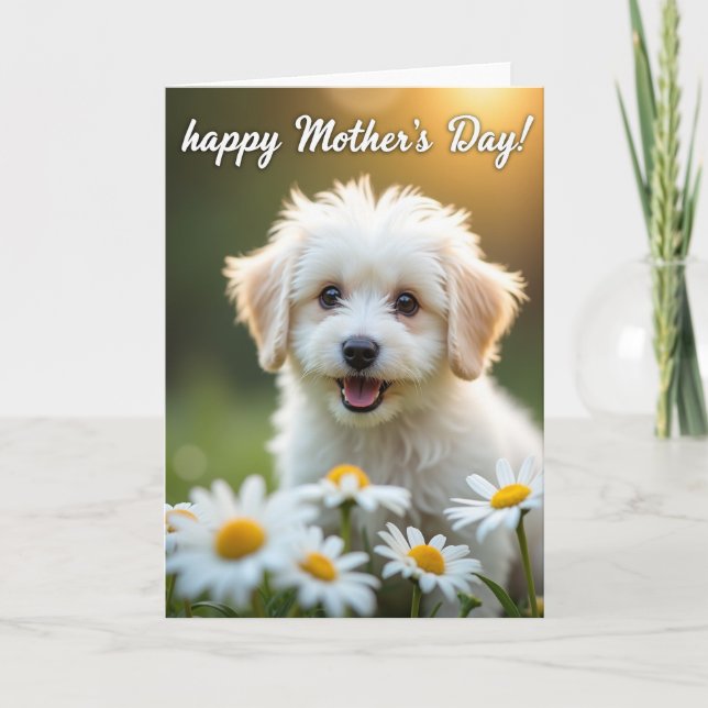 Fluffy Dog Mothers Day Scene Card (Front)