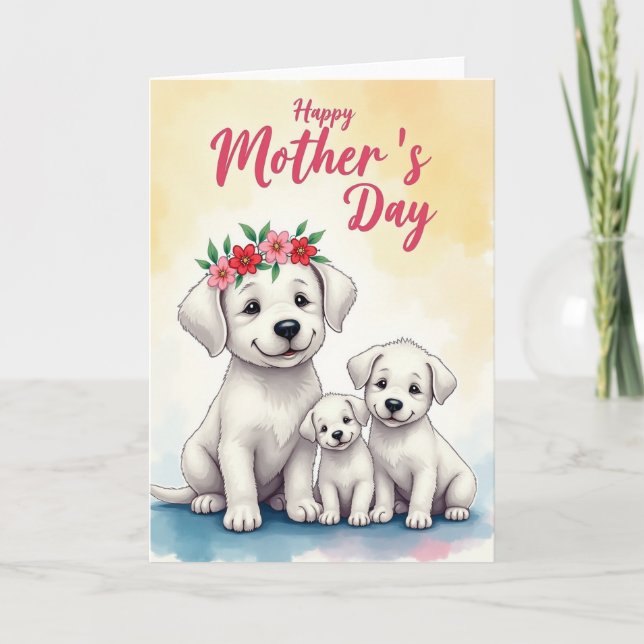 Fluffy Dogs Mothers Day Card (Front)
