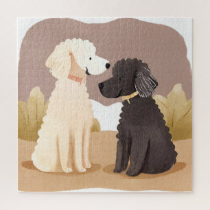 Fluffy Dogs Pet Watercolor Painting Card Jigsaw Puzzle