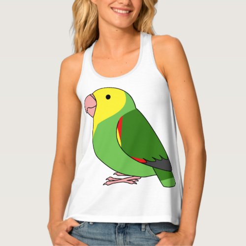 Fluffy double yellow_headed amazon parrot cartoon  tank top