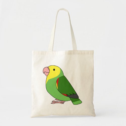 Fluffy double yellow_headed amazon parrot cartoon  tote bag