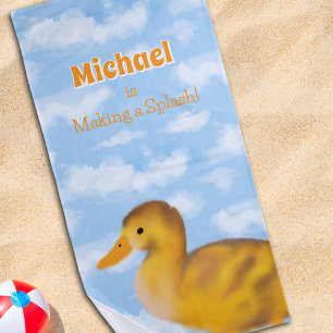 Fluffy Duck Personalized Beach Towel