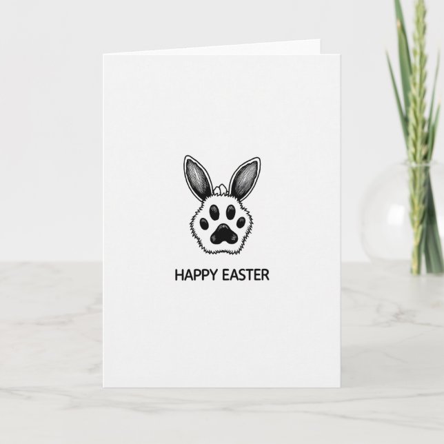 Fluffy Easter Paw Print Card (Front)