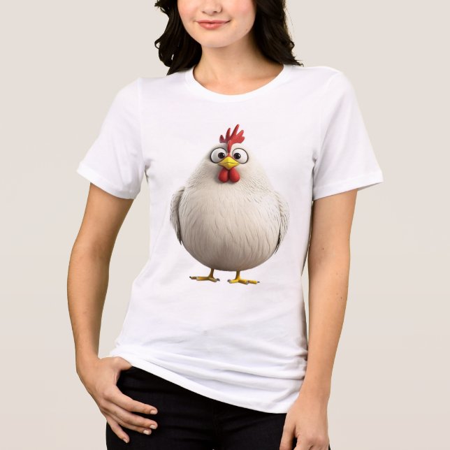 Fluffy & Fabulous | Round White Rooster Zodiac T-S Tri-Blend Shirt (Front)