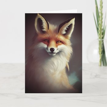 Fluffy Fantasy Red Fox Watercolor Card by Ricaso_Designs at Zazzle