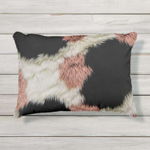 Fluffy Faux Fur Abstract Cow Print - Cozy Pastel Outdoor Pillow