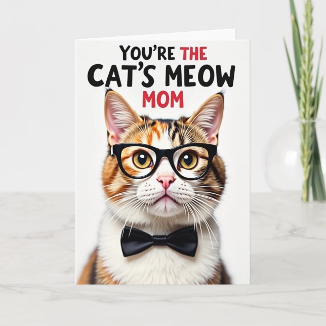Fluffy Feline Best Mom Card (Front)