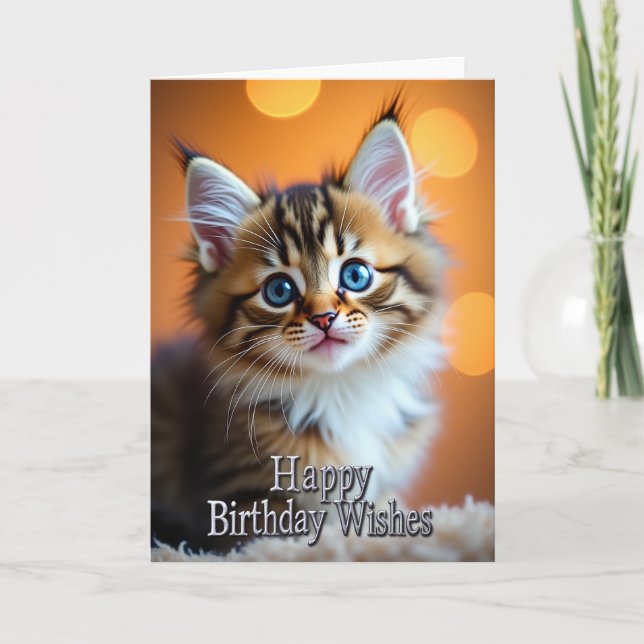 Fluffy Feline Birthday Card (Front)