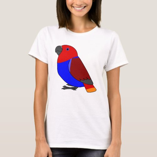 Fluffy female red eclectus parrot cartoon drawing T_Shirt