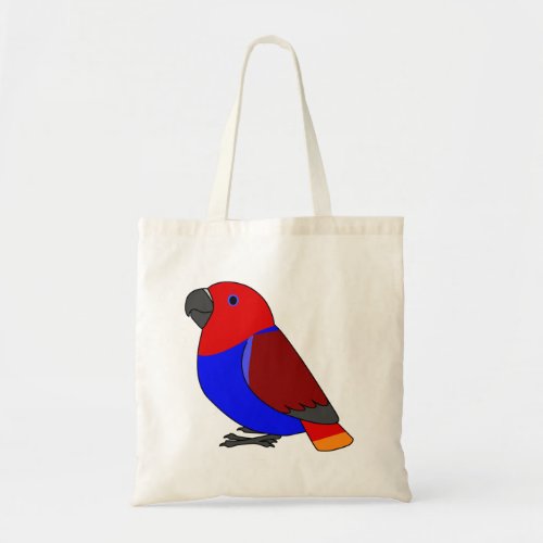 Fluffy female red eclectus parrot cartoon drawing tote bag