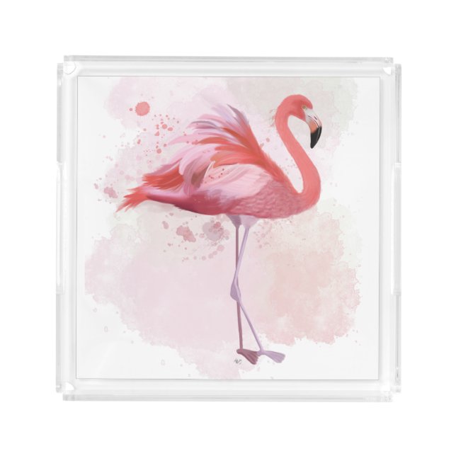 Fluffy Flamingo Acrylic Tray (Front)
