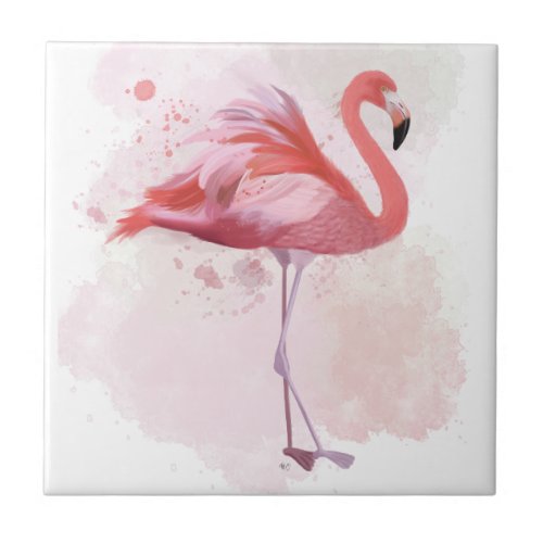 Fluffy Flamingo Ceramic Tile