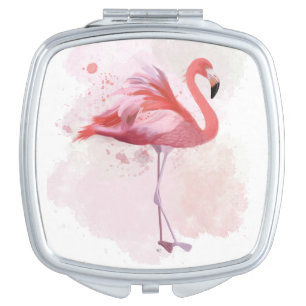Fluffy Flamingo Compact Mirror