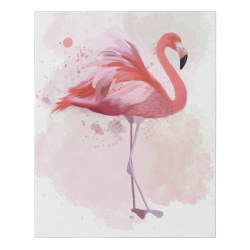 Fluffy Flamingo Faux Canvas Print