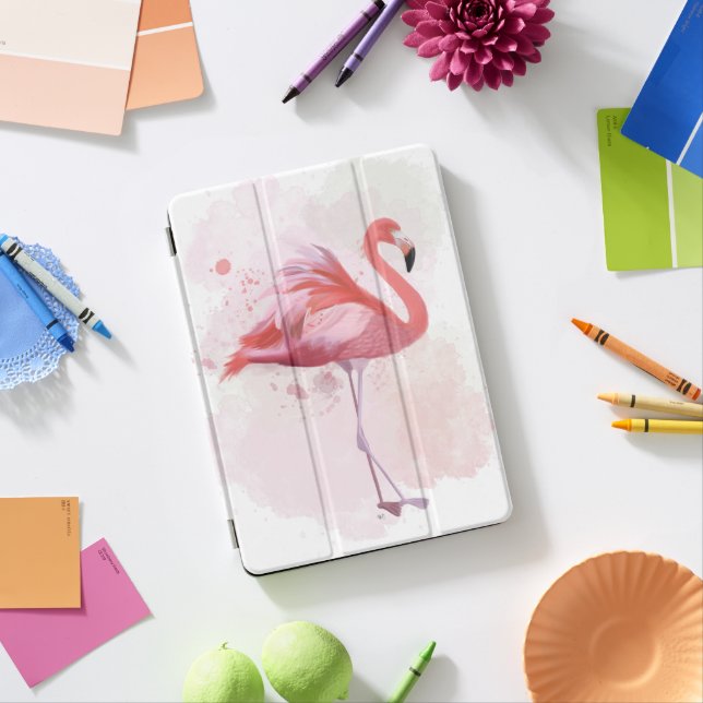 Fluffy Flamingo iPad Pro Cover (Desk)