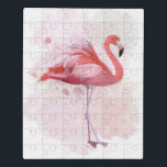 Fluffy Flamingo Jigsaw Puzzle<br><div class="desc">"Fluffy Flamingo" by Fab Funky.  Features a single flamingo in watercolor style.</div>