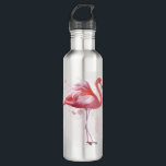 Fluffy Flamingo Stainless Steel Water Bottle<br><div class="desc">"Fluffy Flamingo" by Fab Funky.  Features a single flamingo in watercolor style.</div>