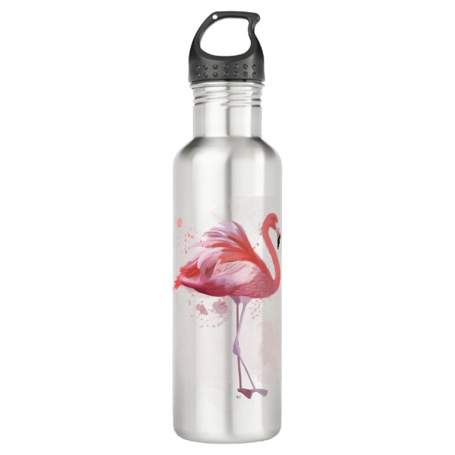 Fluffy Flamingo Stainless Steel Water Bottle (Front)