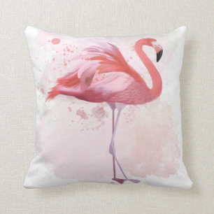 Fluffy Flamingo Throw Pillow