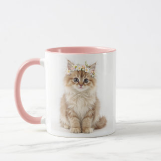 "Fluffy Flower Crown Cat Mug" Mug