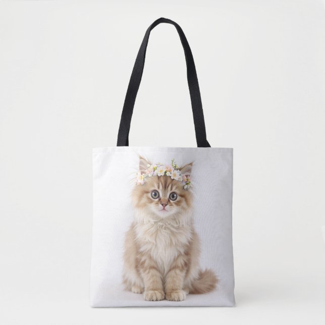 "Fluffy Flower Crown Queen Tote Bag (Front)