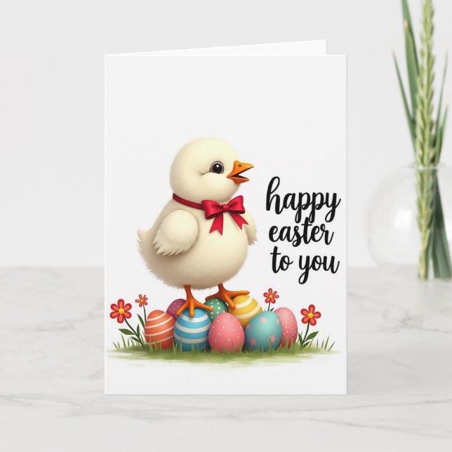 Fluffy Fowl Polka Dot Egg Card (Front)