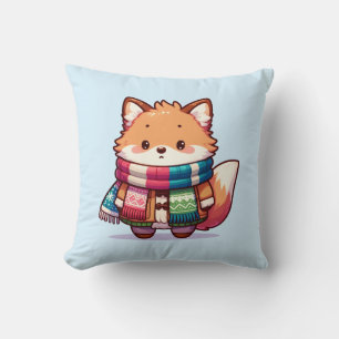 Fluffy Fox in Winter Throw Pillow