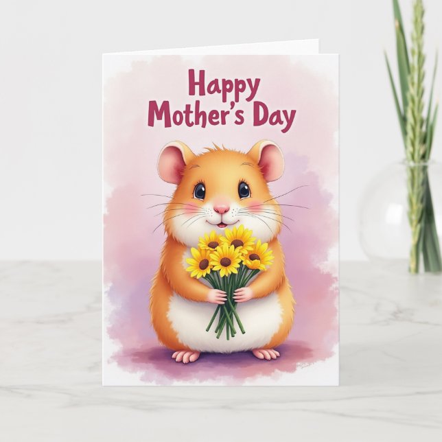 Fluffy Friend Floral Mothers Day Card (Front)