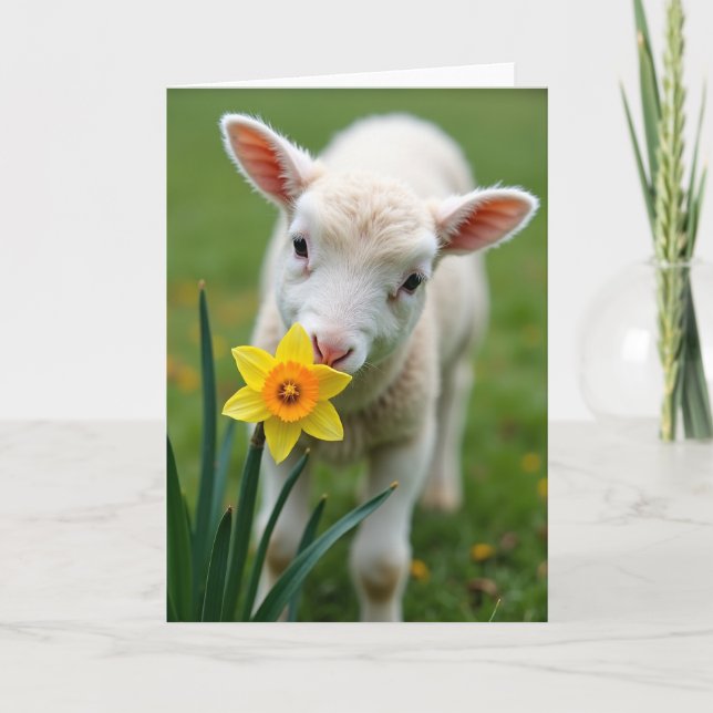 Fluffy Friend Flower Sniff Card (Front)