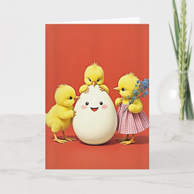 Fluffy Friends Animated Egg Card (Front)