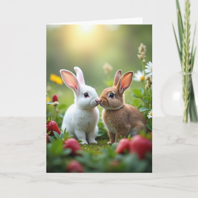 Fluffy Friends Touching Noses Card (Front)