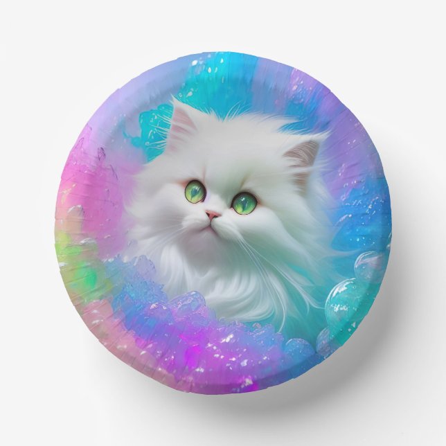 Fluffy Fun Kitten Meowgical Girly Birthday Paper Bowls (Front)