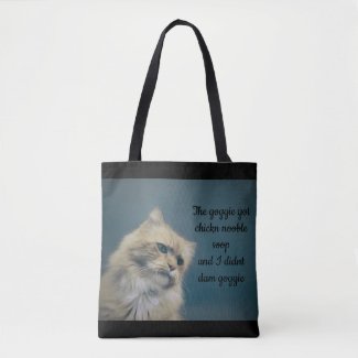 Fluffy funny cat tote