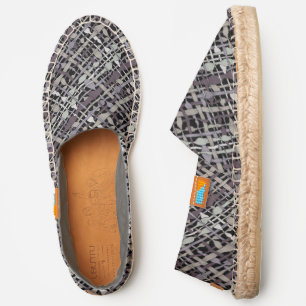 Fluffy Graphical Woven Fabric Silver Purple Espadrilles
