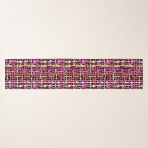 Fluffy Graphically Woven Colorful Red Threads Scarf
