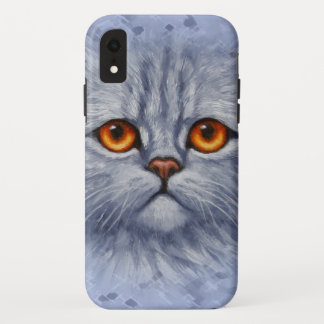 Fluffy Gray Tabby Cat Kitten Face iPhone XR Case
