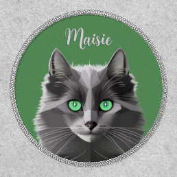 Fluffy Grey Cat - Nebelung Breed - Custom Name on Patch