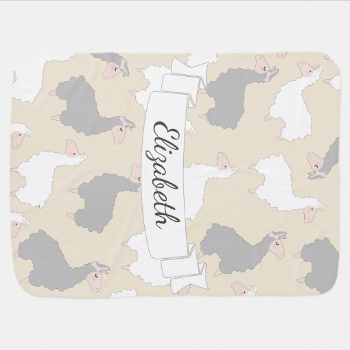 Fluffy Grey & White Llamas Baby's Name Baby Blanket Zazzle