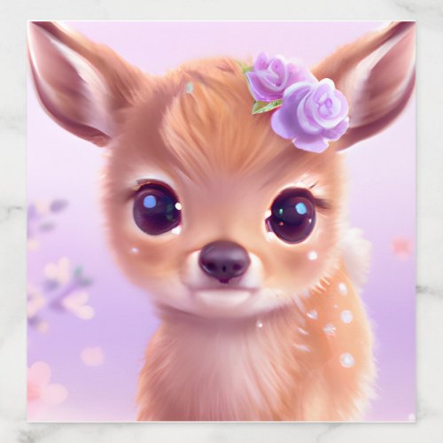 Fluffy Happy Baby Deer with Ivory Nose Envelope Liner
