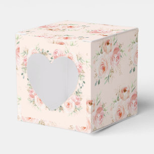Fluffy Highland Cow Pink Floral Baby Shower Favor Boxes